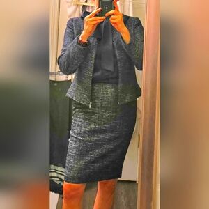 Blue metallic thread Tahari 2 PC. Suit